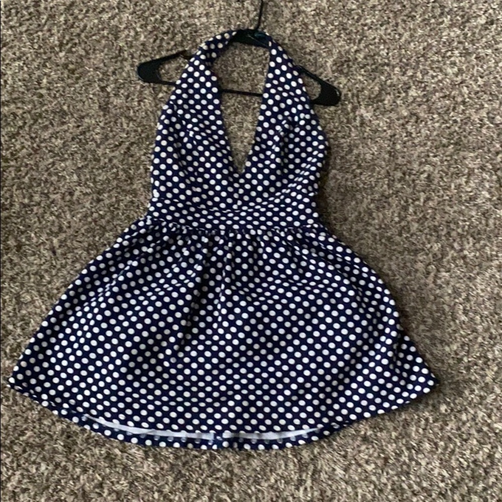 Navy blue polka dot dress